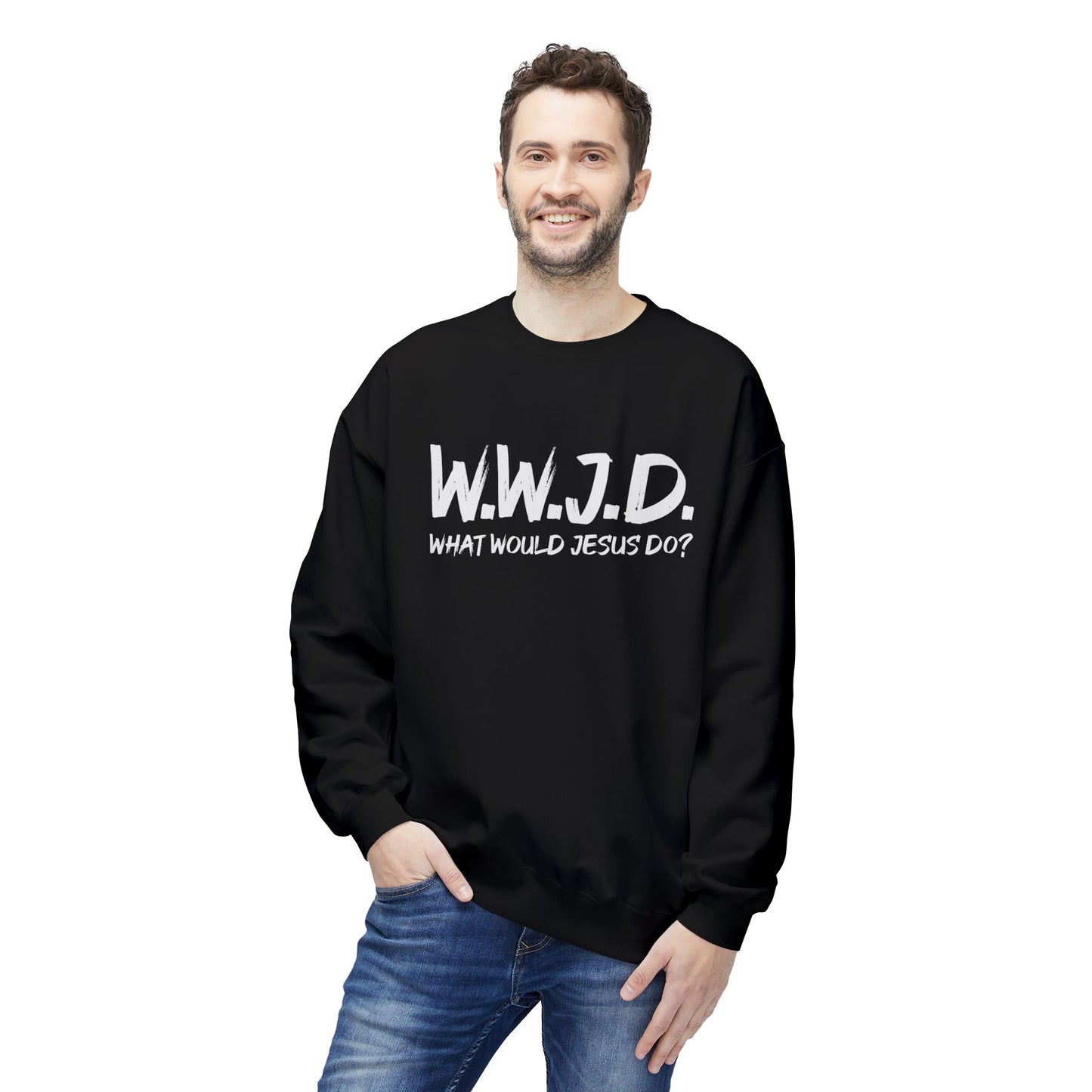 WWJD -UNISEX Black Crewneck Sweatshirt