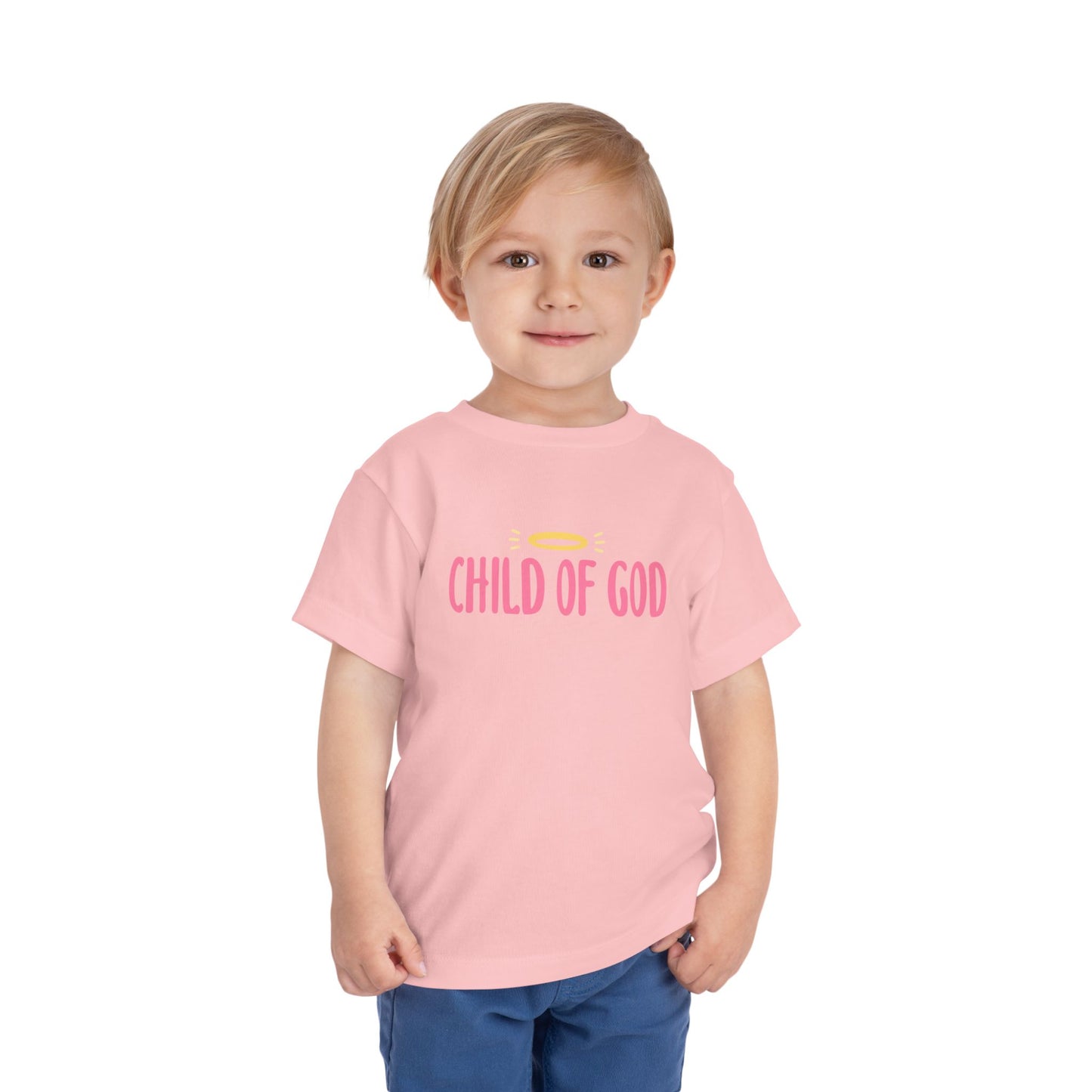 Child of God - pink writing - Toddler Short Sleeve Tee