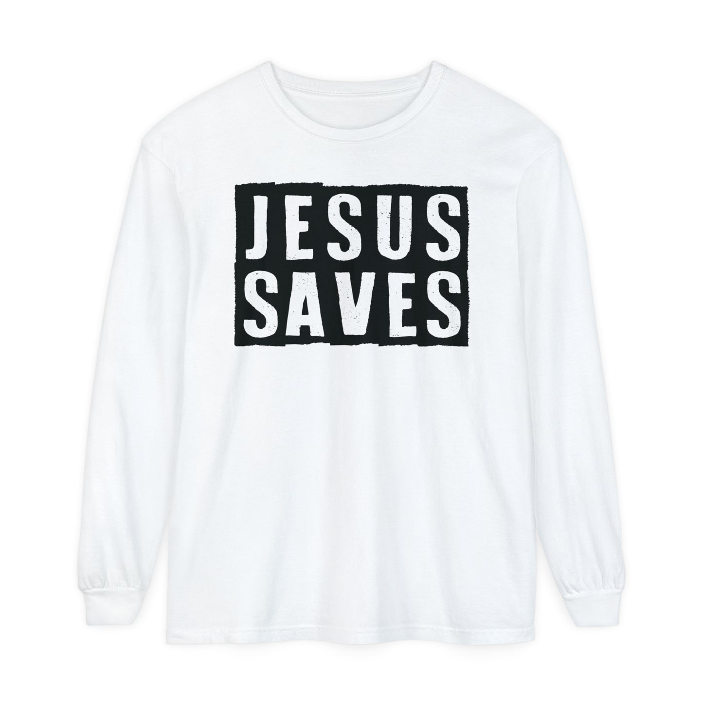 Jesus Saves - Unisex Garment-dyed Long Sleeve T-Shirt