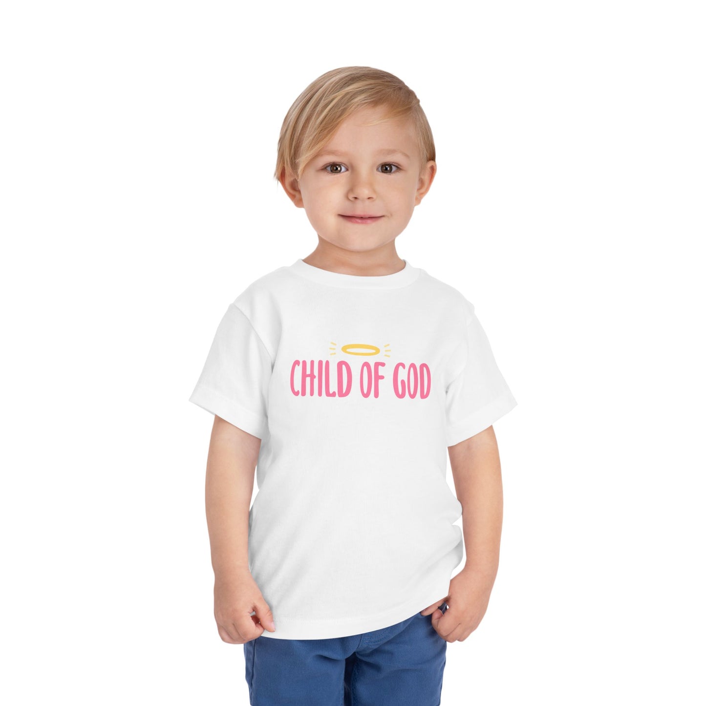 Child of God - pink writing - Toddler Short Sleeve Tee