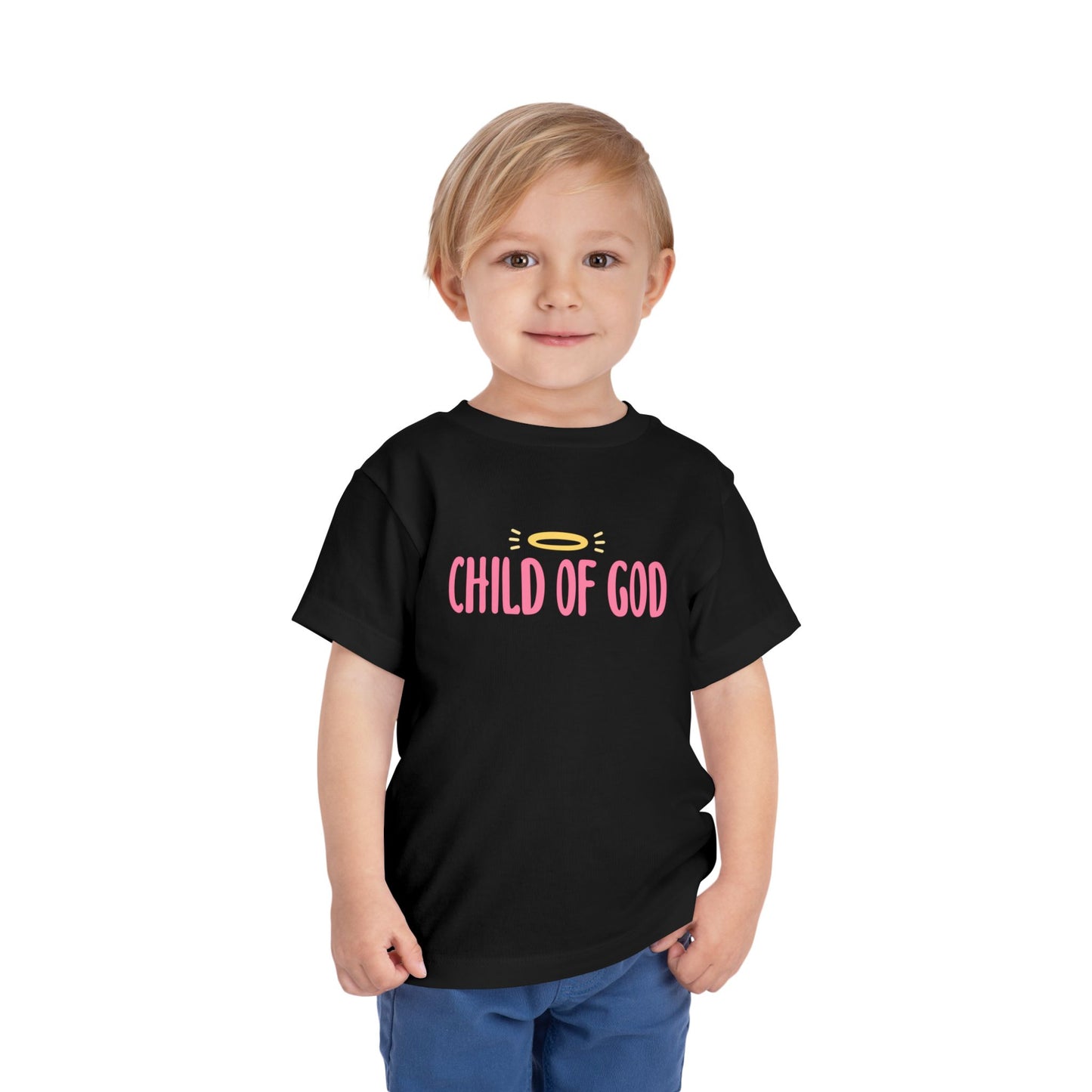 Child of God - pink writing - Toddler Short Sleeve Tee