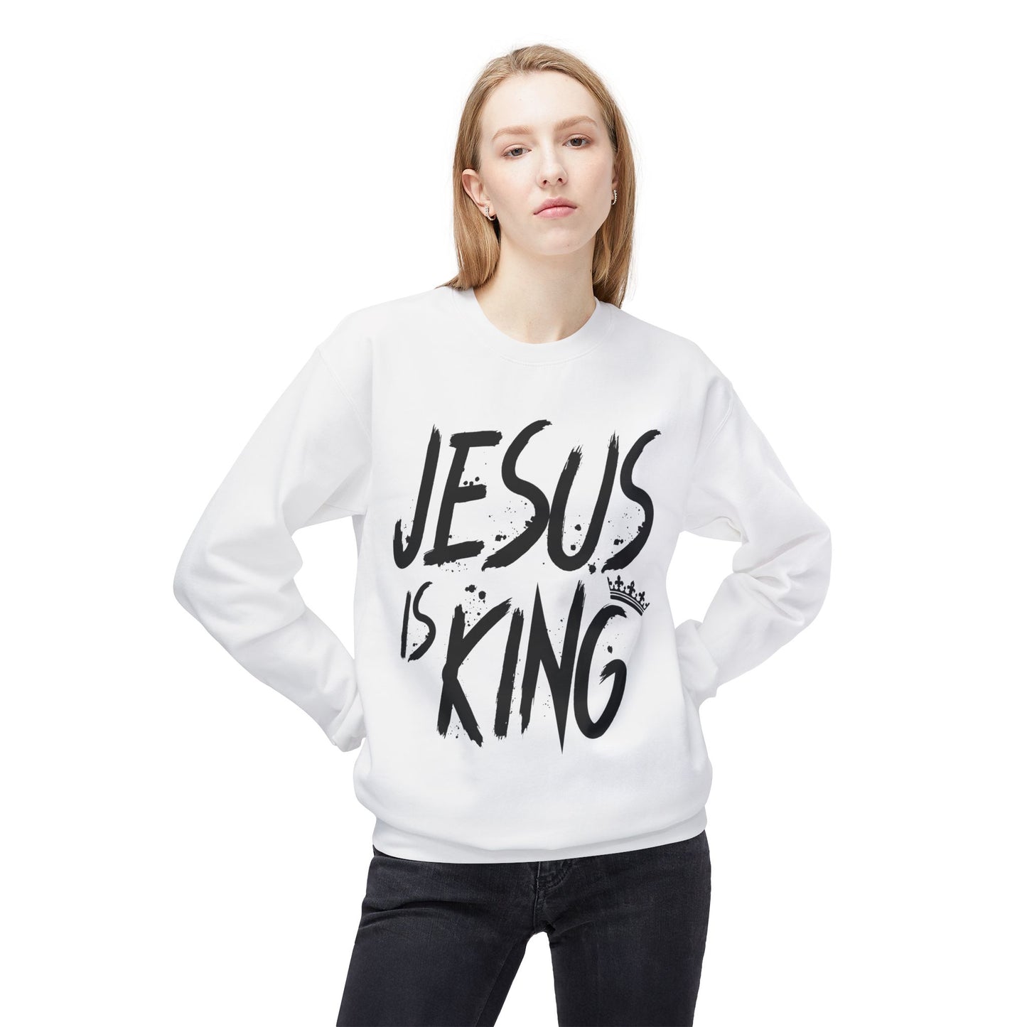 Jesus is King - Crewneck Sweatshirt white